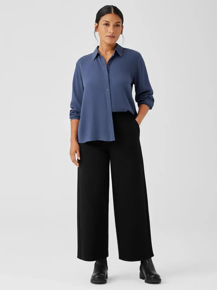 Washable Flex Ponte WideLeg Pant Black Women Eileen Fisher Pants Shorts and Jumpsuits