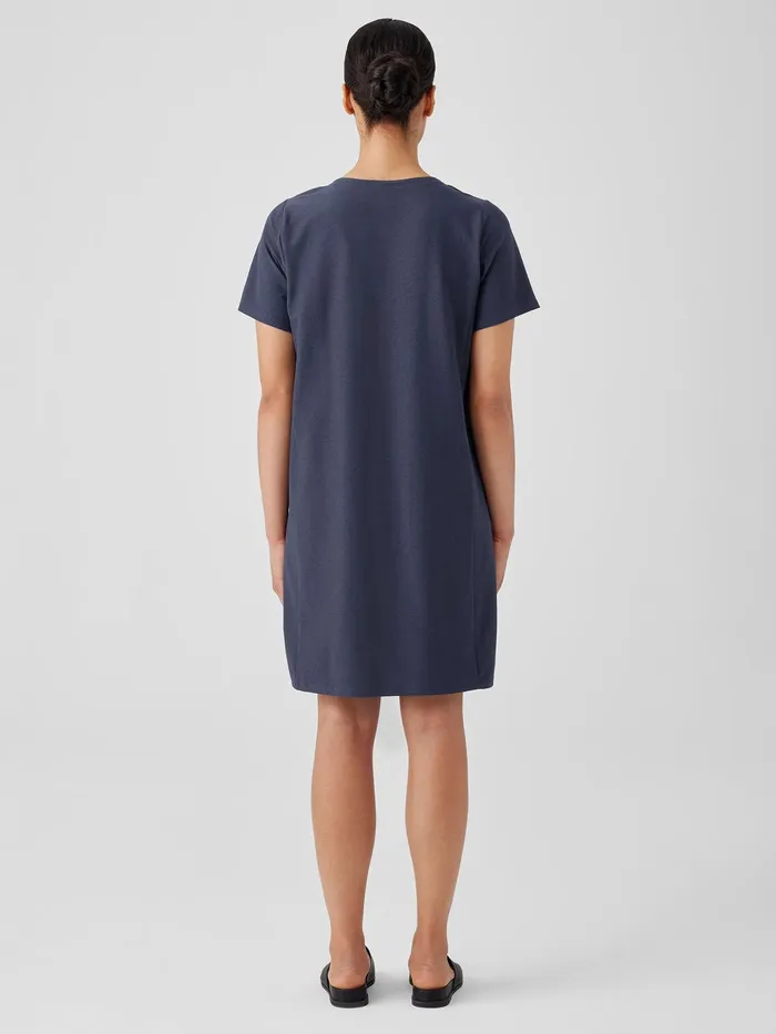 Washable Stretch Crepe Jewel Neck Dress Ocean Women Eileen Fisher Dresses and Skirts