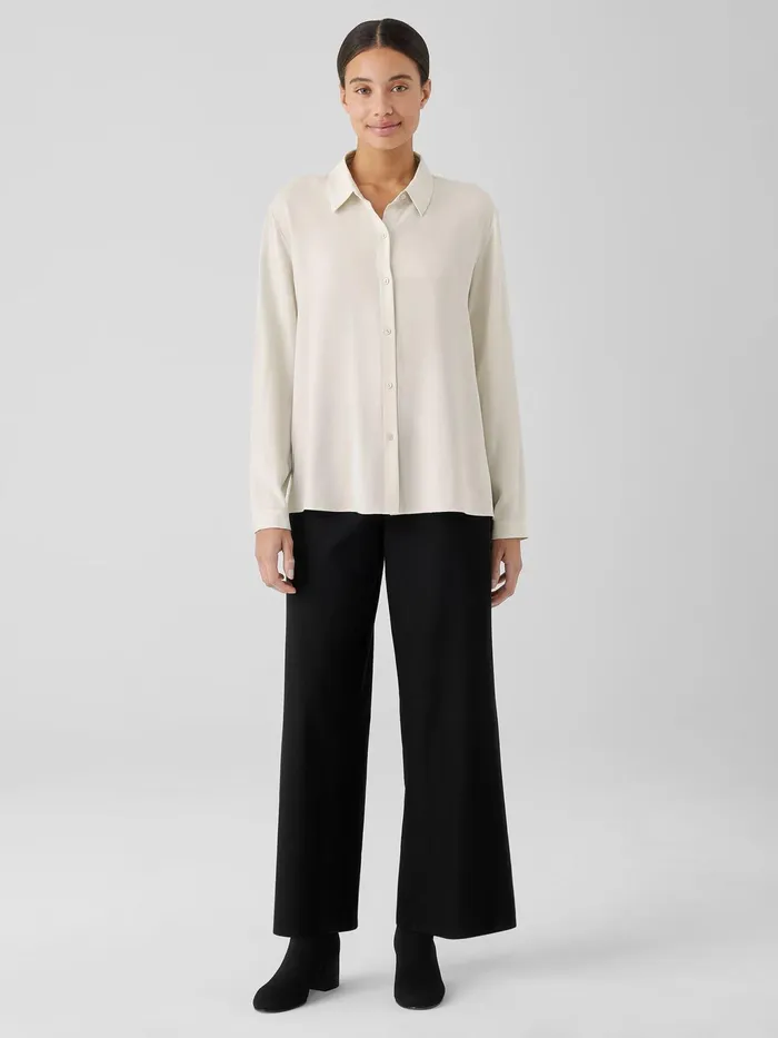 Washable Stretch Crepe WideLeg Pant Black Women Eileen Fisher Pants Shorts and Jumpsuits