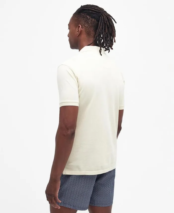 WashedOut Sports Polo Shirt Putty Men Barbour Polo Shirts