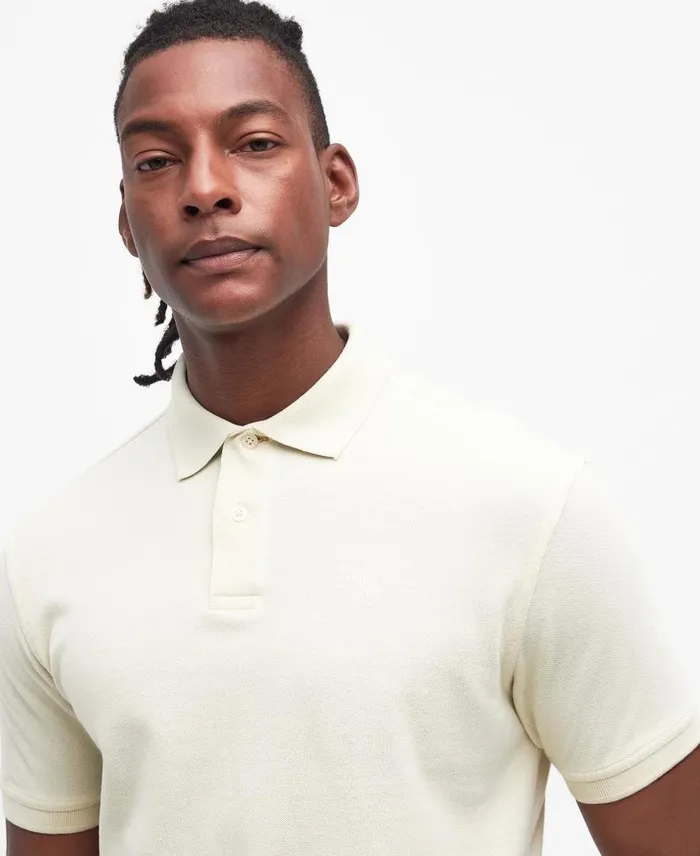 WashedOut Sports Polo Shirt Putty Men Barbour Polo Shirts