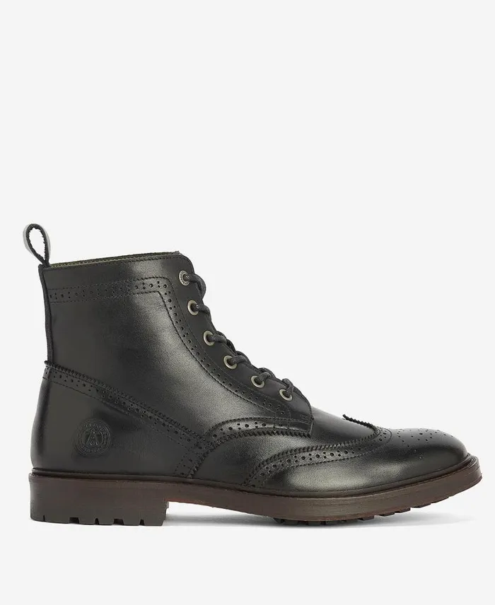 West Brogue Boots Classic Black Men Barbour Boots