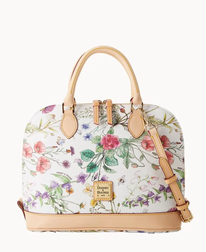 Woman Botanical Collection Zip Zip Satchel White Dooney and Bourke Satchels