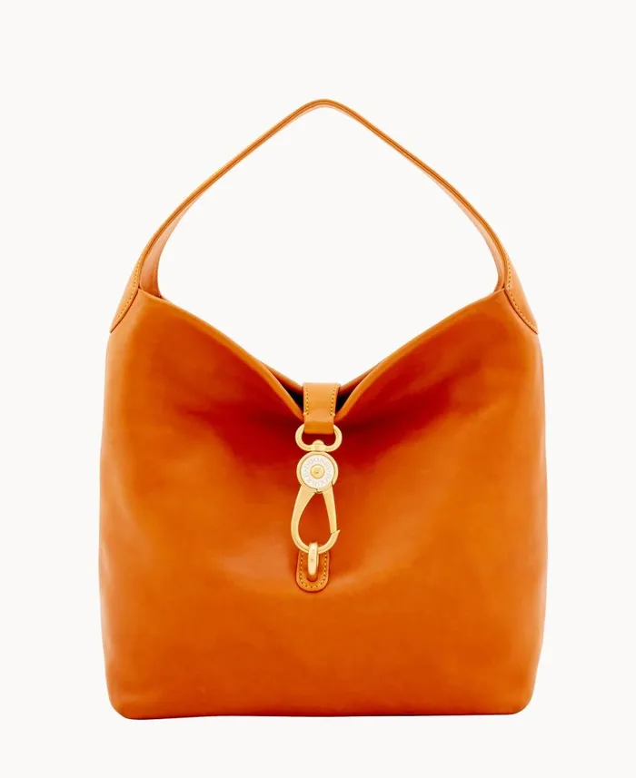 Woman Florentine Logo Lock Shoulder Bag Natural Dooney and Bourke Shoulder Bags