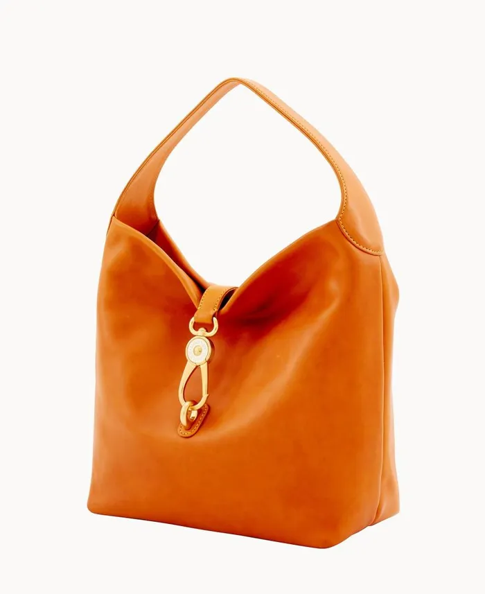 Woman Florentine Logo Lock Shoulder Bag Natural Dooney and Bourke Shoulder Bags Woman Florentine Logo Lock Shoulder Bag Natural Dooney and Bourke Shoulder Bags