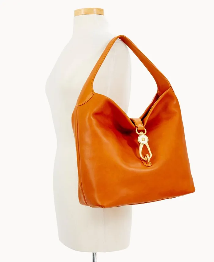 Woman Florentine Logo Lock Shoulder Bag Natural Dooney and Bourke Shoulder Bags Woman Florentine Logo Lock Shoulder Bag Natural Dooney and Bourke Shoulder Bags