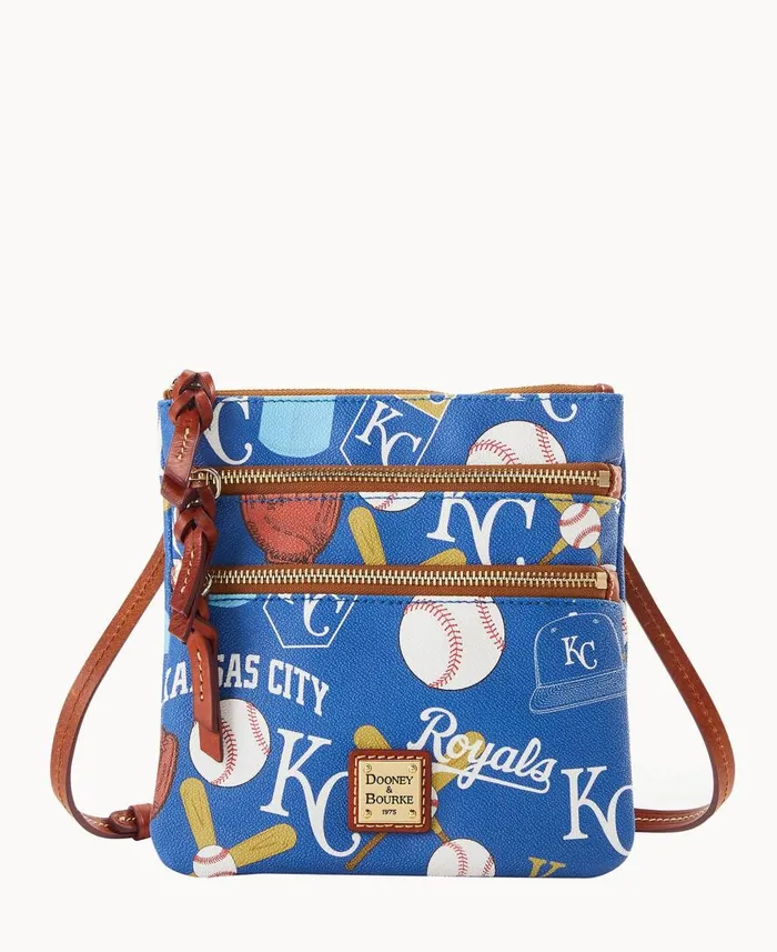 Woman MLB Royals N S Triple Zip Crossbody Royals Dooney and Bourke Crossbodies