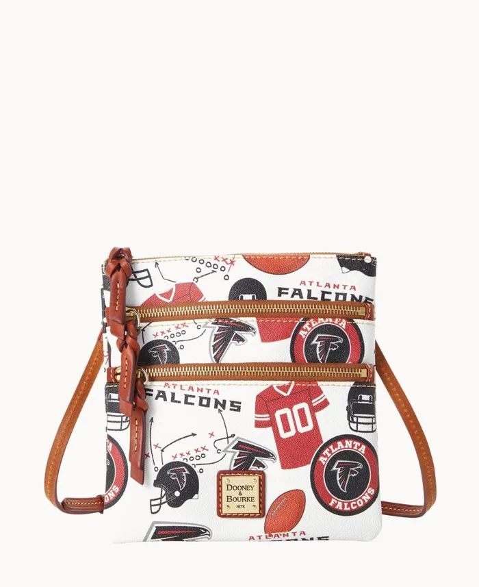 Woman NFL Falcons N S Triple Zip Crossbody Falcons Dooney and Bourke Crossbodies