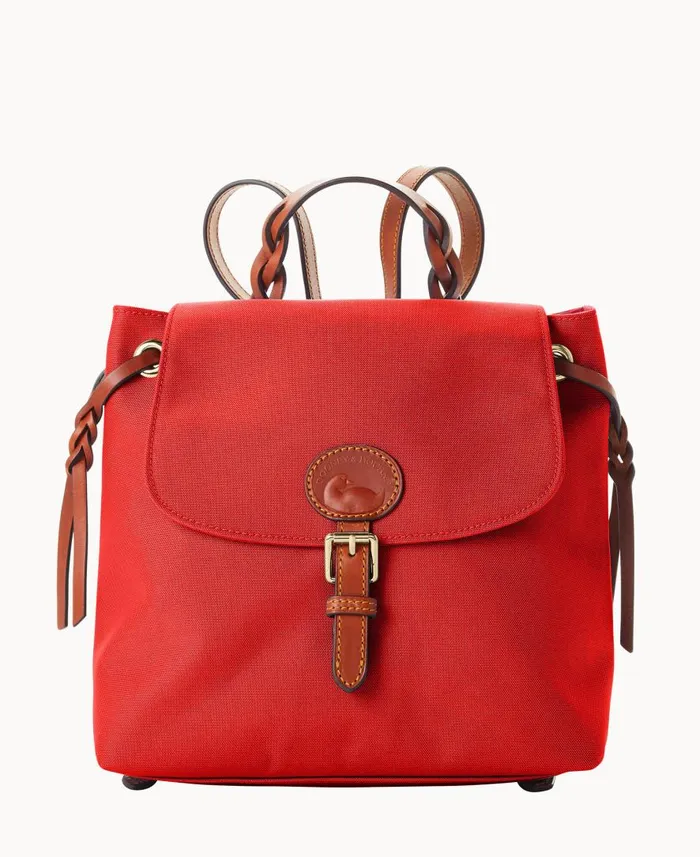 Woman Nylon Flap Backpack Red Dooney and Bourke Backpacks