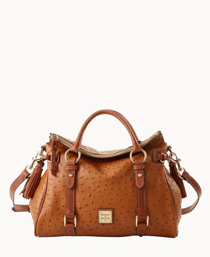 Woman Ostrich Large Satchel Caramel Dooney and Bourke Satchels