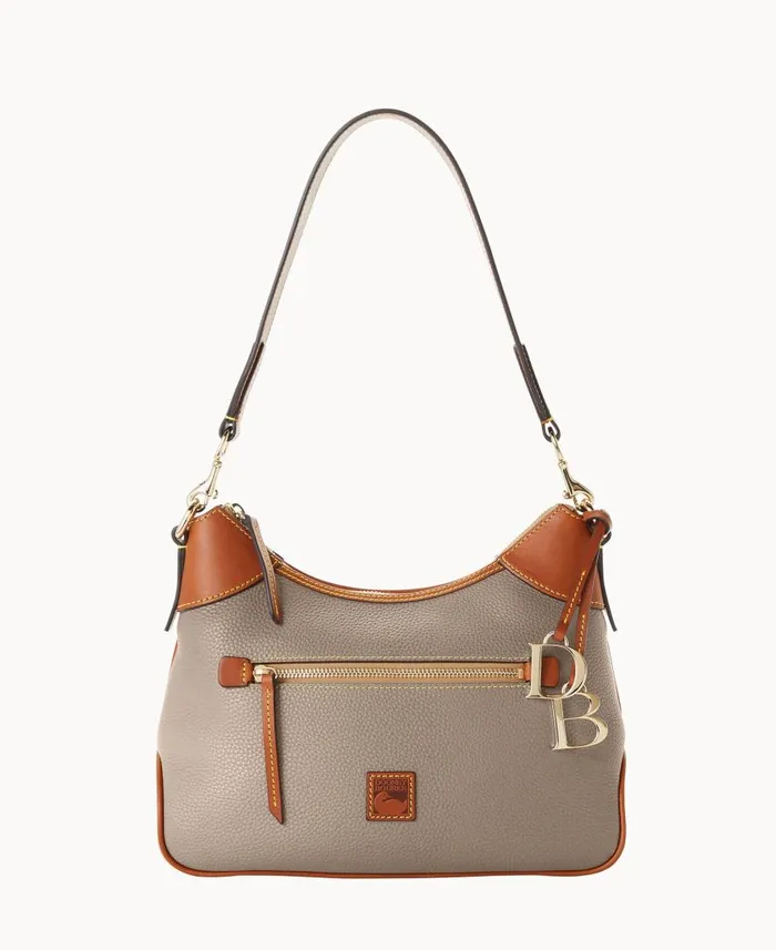 Woman Pebble Grain Hobo Taupe Dooney and Bourke Shoulder Bags