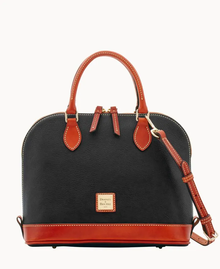 Woman Pebble Grain Zip Zip Satchel Black Dooney and Bourke Satchels