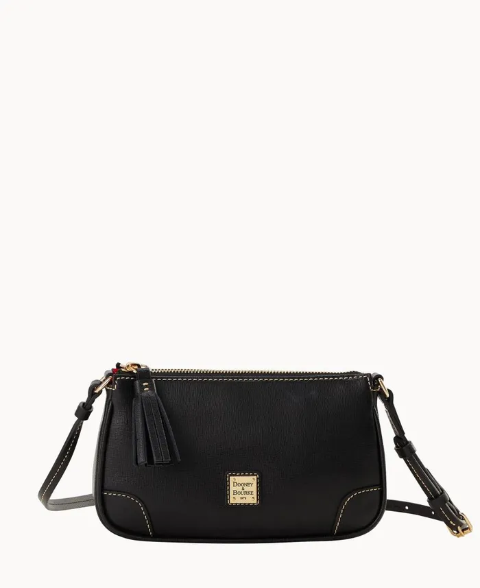 Woman Saffiano Slim Crossbody Black Dooney and Bourke Crossbodies