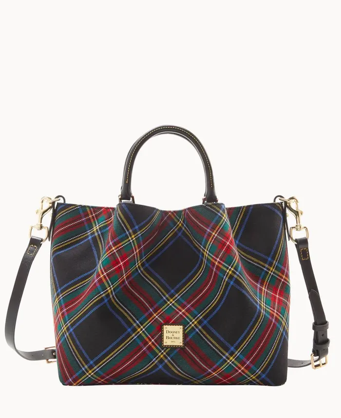 Woman Tartan Large Barlow Black Dooney and Bourke Satchels
