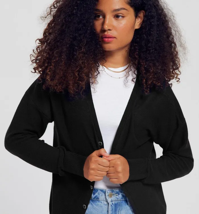 Women 2Way Cardigan 8211 Black Promod Jumpers And Cardigans