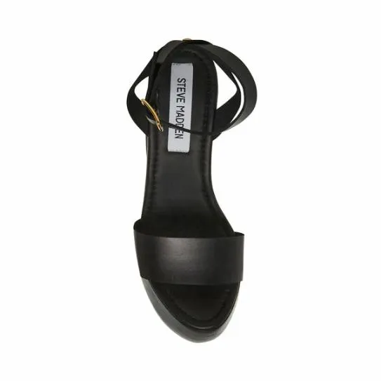 Women ALESSIA BLACK LEATHER Black Leather Steve Madden Heels