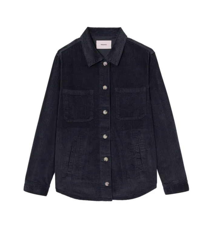 Women Alma Corduroy Overjacket 8211 Medium Denim Promod Jackets Women Alma Corduroy Overjacket 8211 Medium Denim Promod Jackets