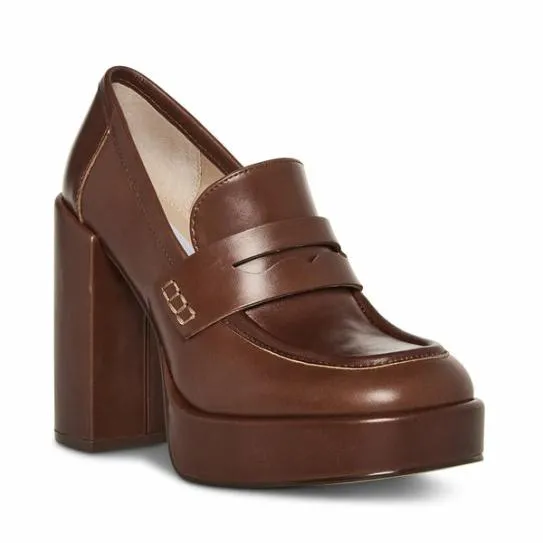 Women ASHE BROWN LEATHER Brown Leather Steve Madden Heels Women ASHE BROWN LEATHER Brown Leather Steve Madden Heels