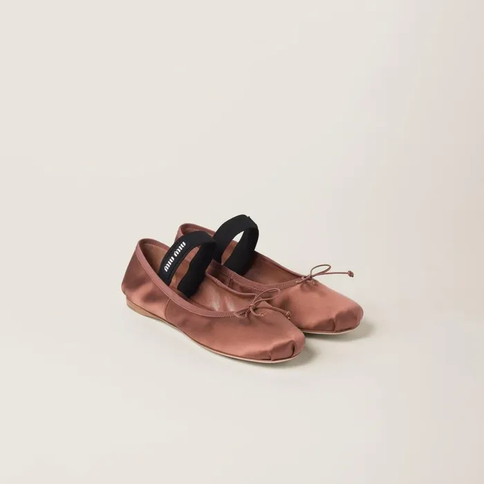 Women Ballerinas Miu Miu Satin Ballerinas Cocoa Brown