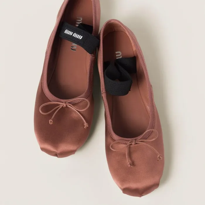 Women Ballerinas Miu Miu Satin Ballerinas Cocoa Brown Women Ballerinas Miu Miu Satin Ballerinas Cocoa Brown