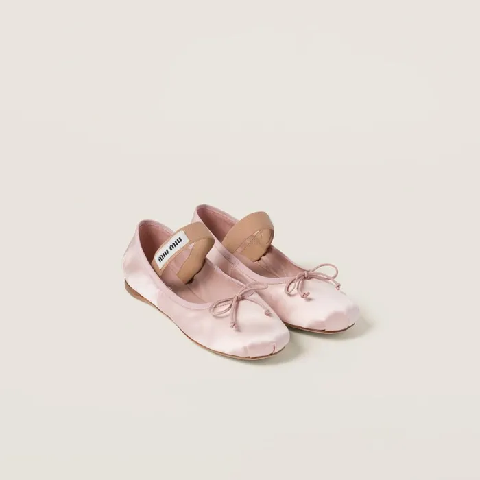 Women Ballerinas Miu Miu Satin Ballerinas Orchid Pink
