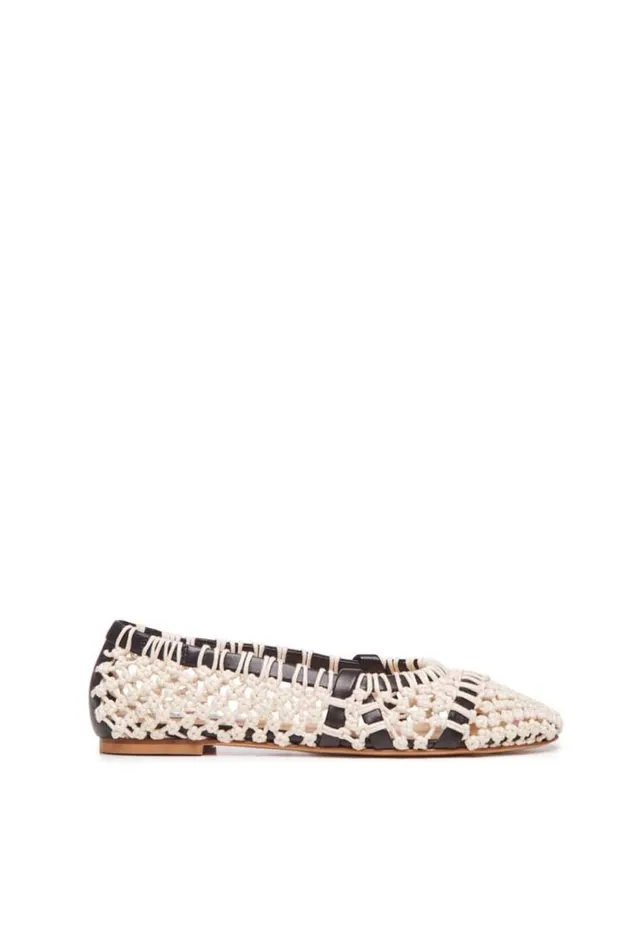 Women Ballet Flats Gabriela Hearst Armar Ballerina Shoe In Cream Crochet