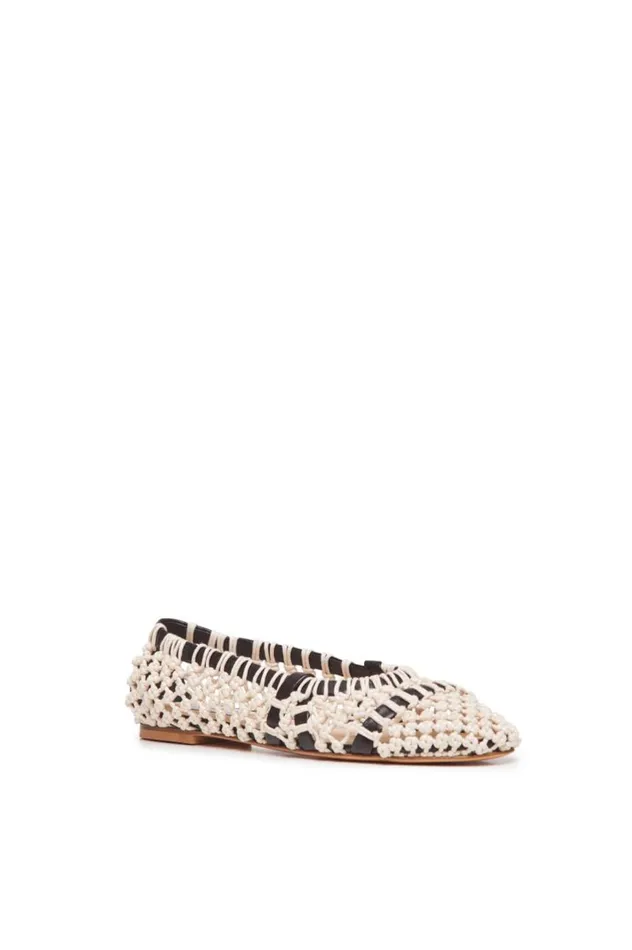 Women Ballet Flats Gabriela Hearst Armar Ballerina Shoe In Cream Crochet
