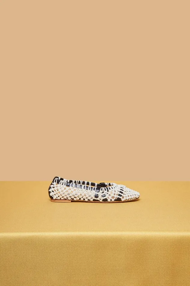 Women Ballet Flats Gabriela Hearst Armar Ballerina Shoe In Cream Crochet