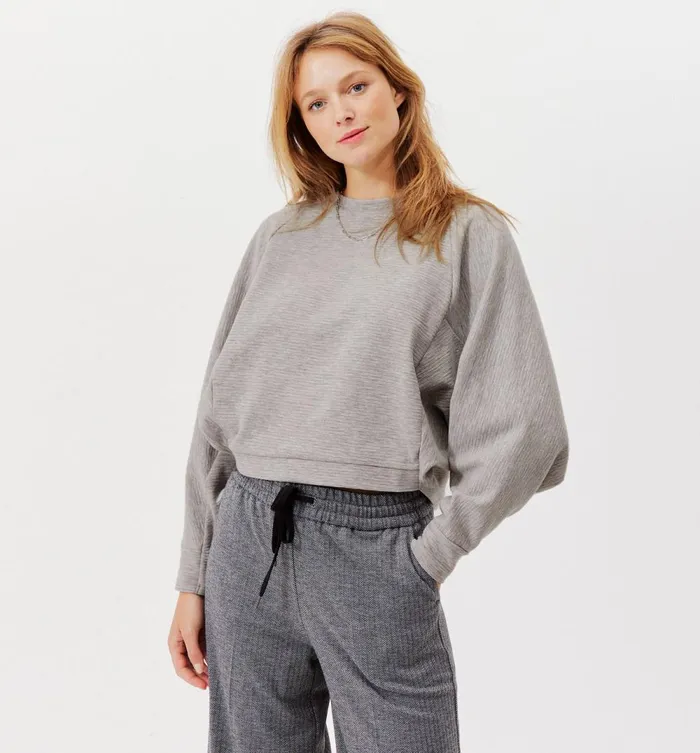Women BatwingSleeved Sweatshirt 8211 Light Grey Promod Jumpers And Cardigans