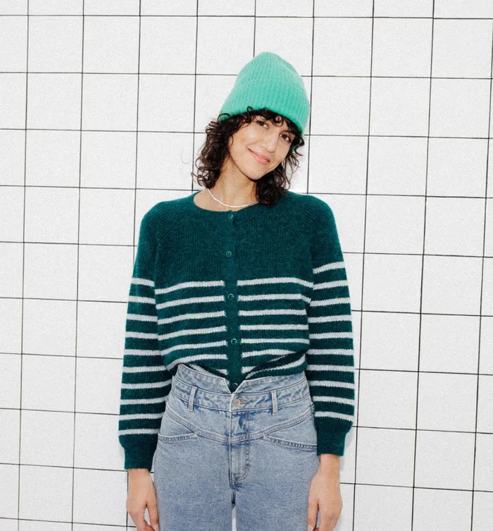 Women Beanie Knit Hat 8211 Green Print Promod Hats And Gloves