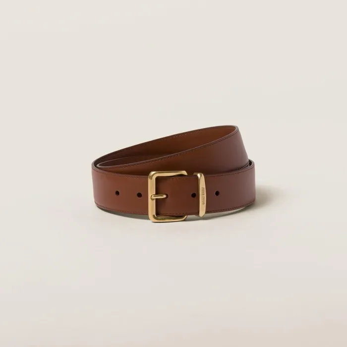 Women Belts Miu Miu Leather Belt Tobacco