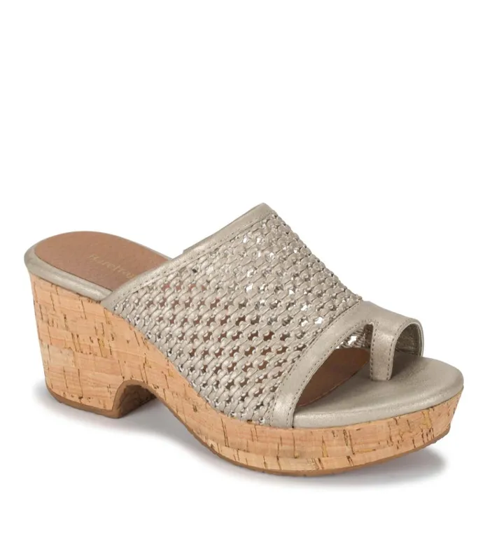 Women Bethie Wedge Sandal Champagne Baretraps Slides and Slip On Sandals