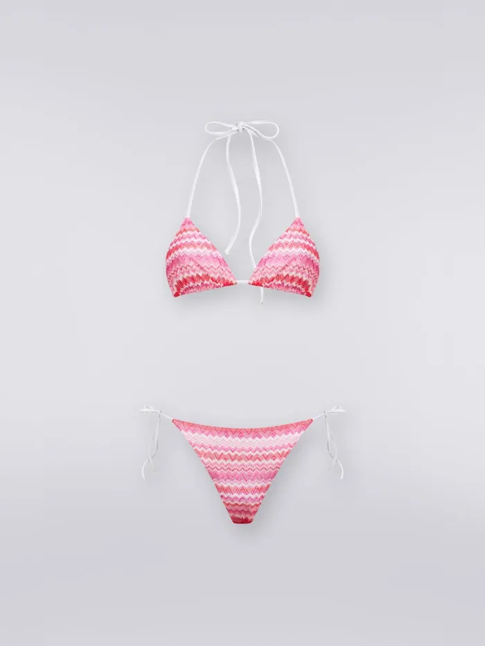 Women Bikini In TwoTone Zigzag Knit Pink Missoni Swimsuits