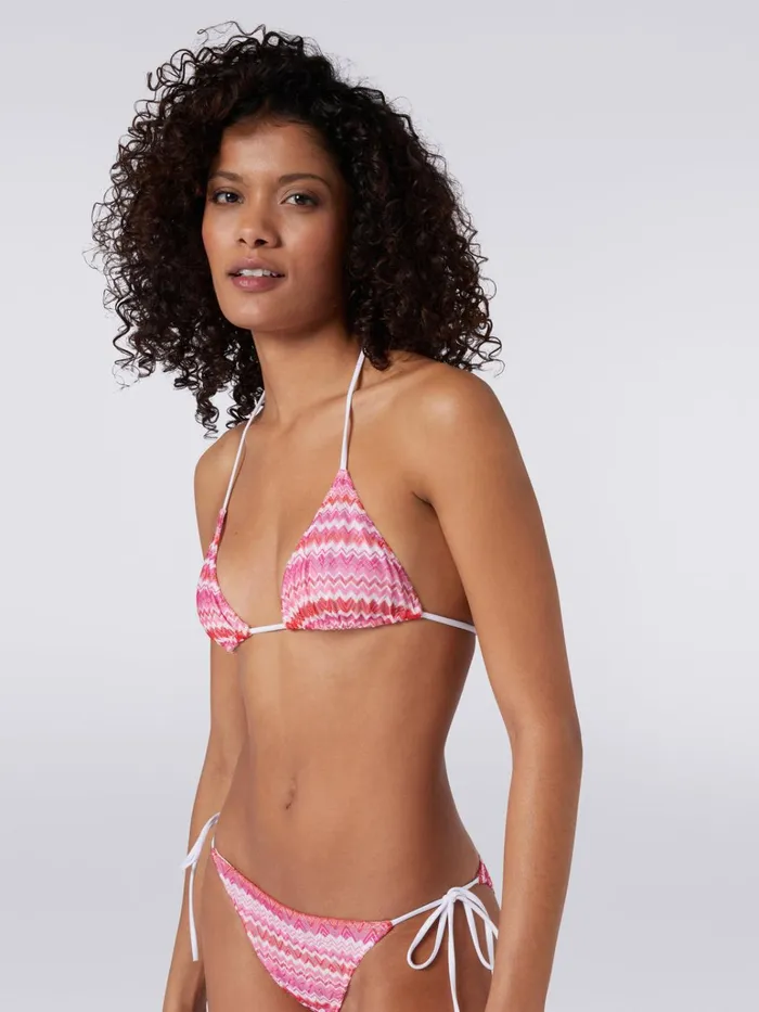 Women Bikini In TwoTone Zigzag Knit Pink Missoni Swimsuits