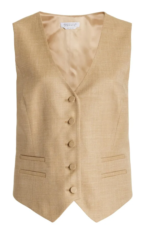 Women Blazers and Vests Gabriela Hearst Coleridge Vest In Hay Virgin Wool And Silk Linen