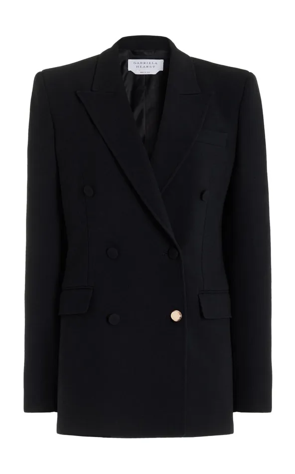 Women Blazers and Vests Gabriela Hearst Gavin Blazer In Black Virgin Wool Crepe