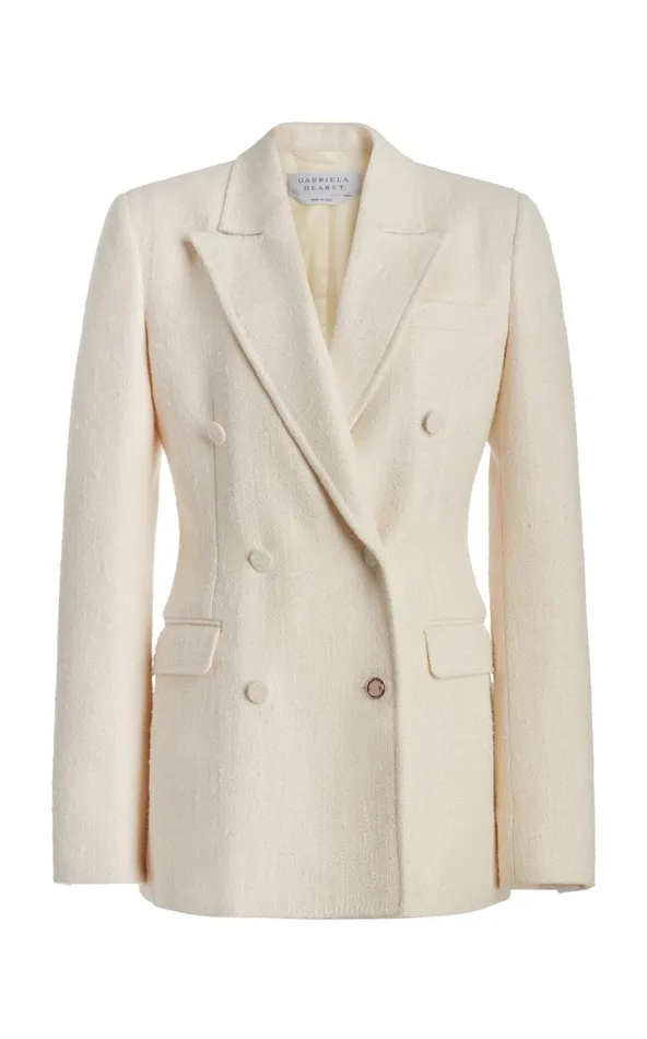 Women Blazers and Vests Gabriela Hearst Gavin Blazer In Ivory Silk Virgin Wool Slub