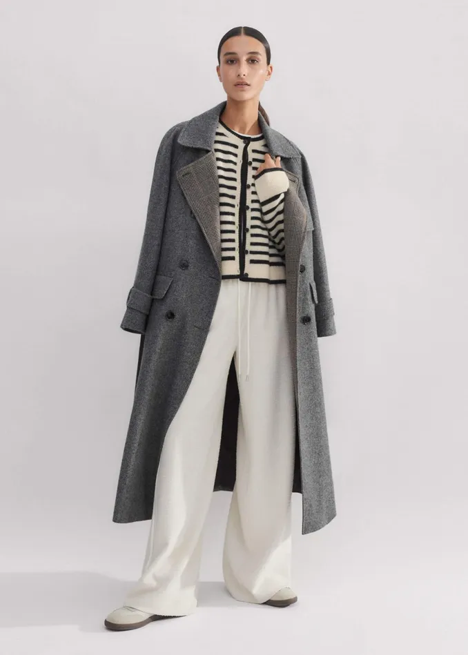 Women Boiled Cashmere Striped Cardigan Creamblack MEEM