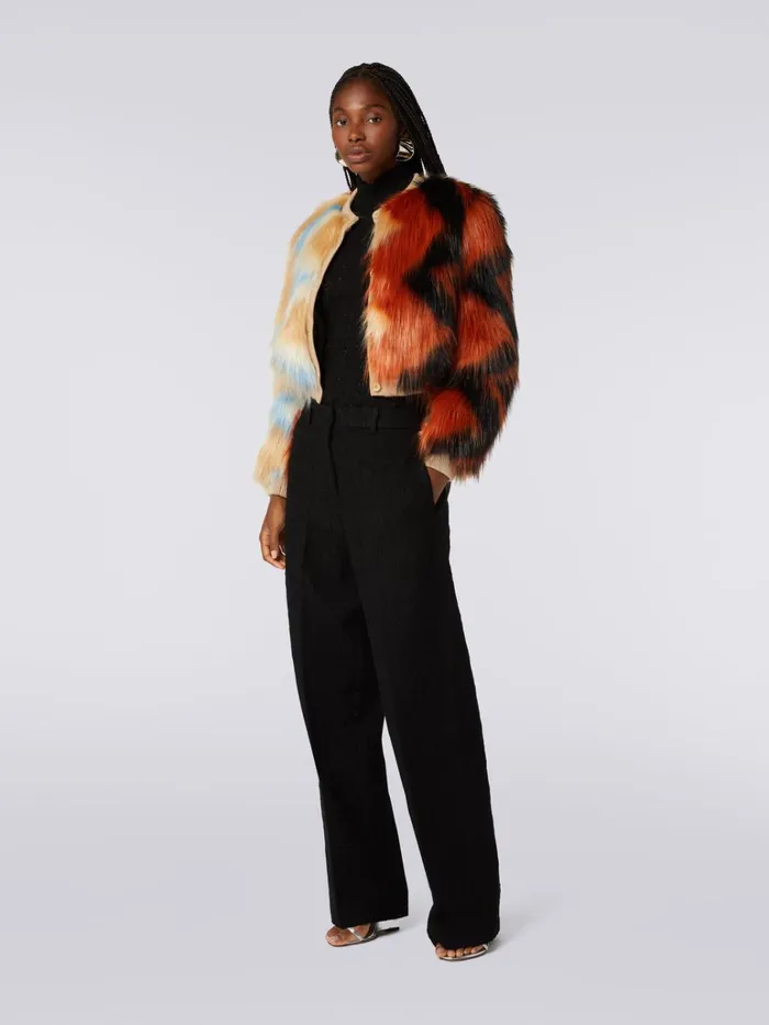 Women Bomber In Faux Fur With Zigzag Multicoloured Missoni Coats and Jackets Women Bomber In Faux Fur With Zigzag Multicoloured Missoni Coats and Jackets