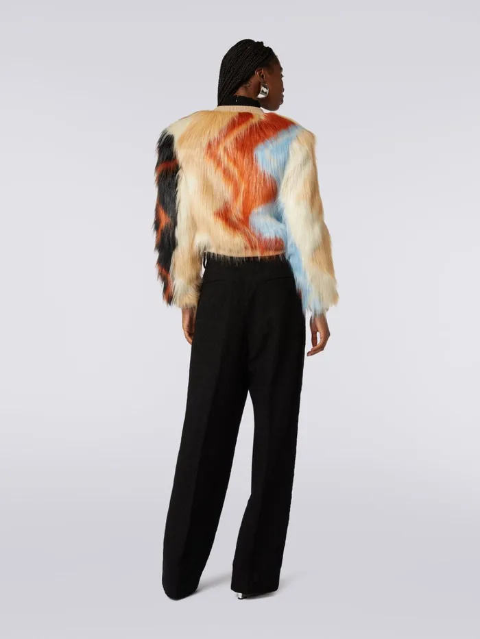 Women Bomber In Faux Fur With Zigzag Multicoloured Missoni Coats and Jackets Women Bomber In Faux Fur With Zigzag Multicoloured Missoni Coats and Jackets