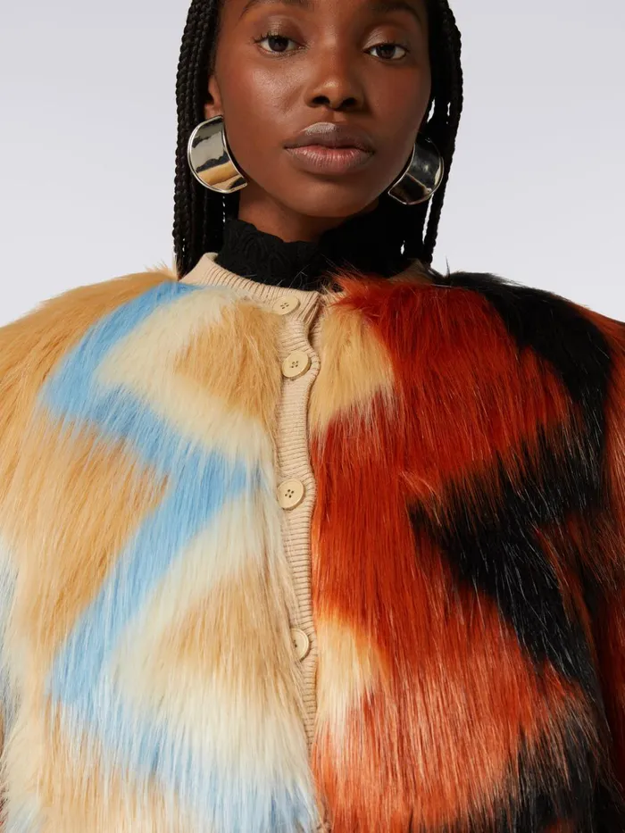 Women Bomber In Faux Fur With Zigzag Multicoloured Missoni Coats and Jackets Women Bomber In Faux Fur With Zigzag Multicoloured Missoni Coats and Jackets