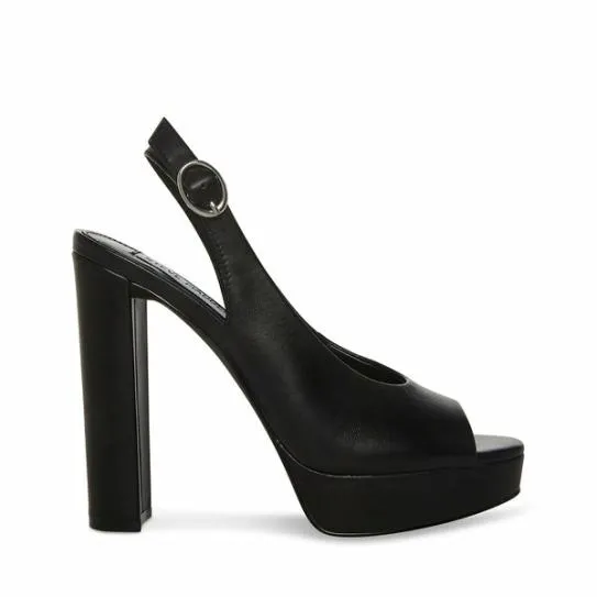 Women BOOKER BLACK LEATHER Black Leather Steve Madden Heels