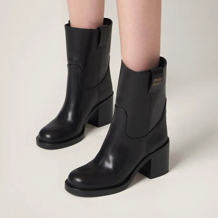 Women Boots And Ankle Boots Miu Miu Leather Booties Black Women Boots And Ankle Boots Miu Miu Leather Booties Black