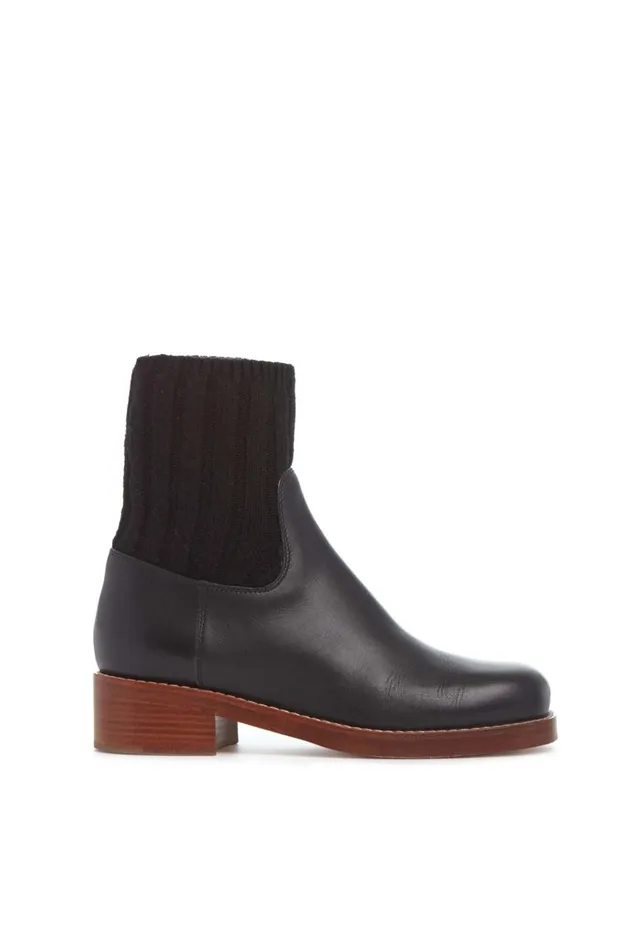 Women Boots Gabriela Hearst Hobbes Sock Boot In Black Leather and Cashmere