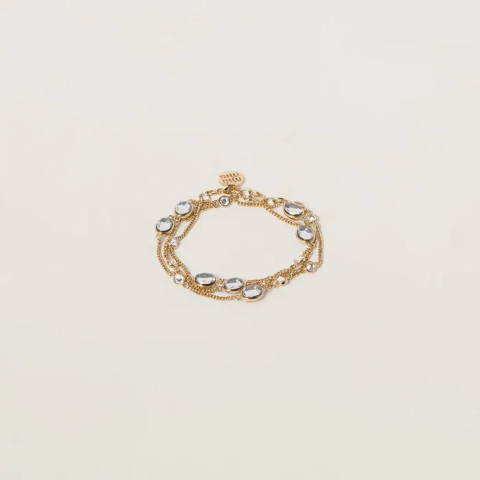 Women Bracelets Miu Miu Metal Bracelet With Crystals Goldcrystal
