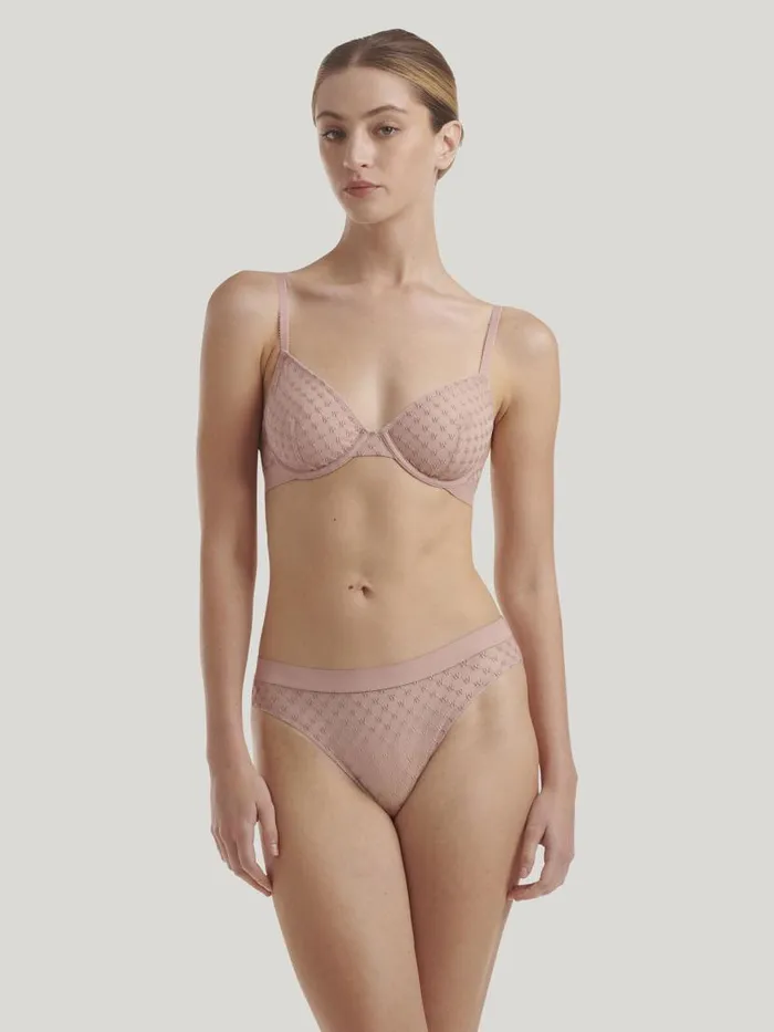 Women Bras Wolford Sheer Logo Full Cup Bra Powder Pink