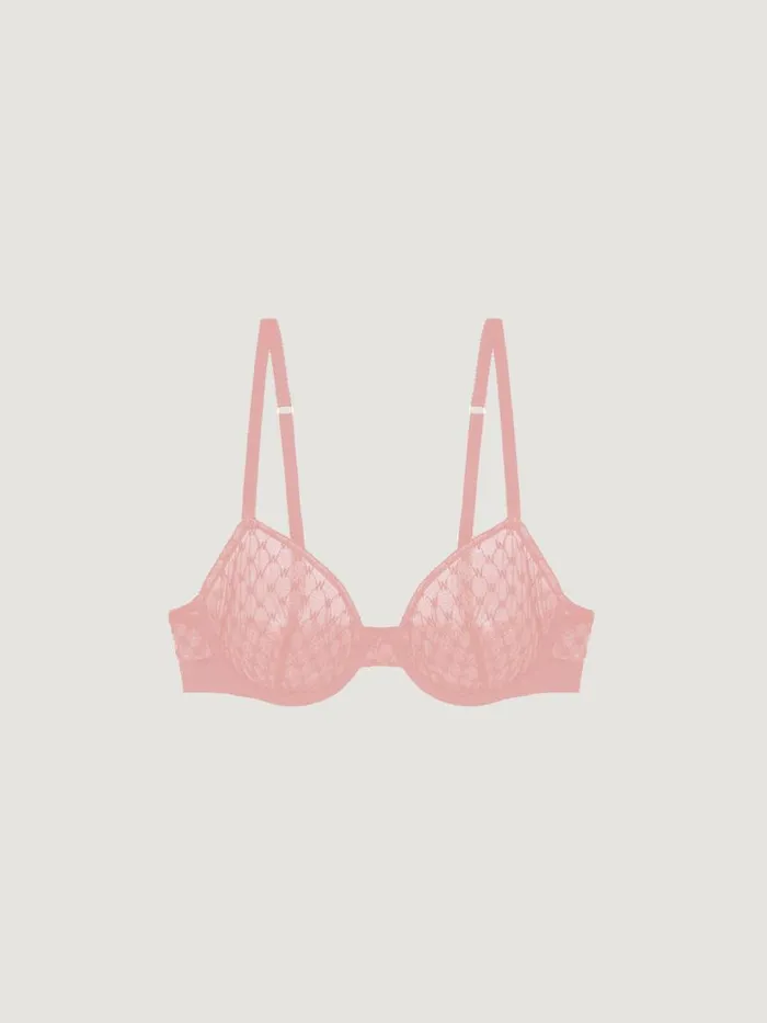 Women Bras Wolford Sheer Logo Full Cup Bra Powder Pink