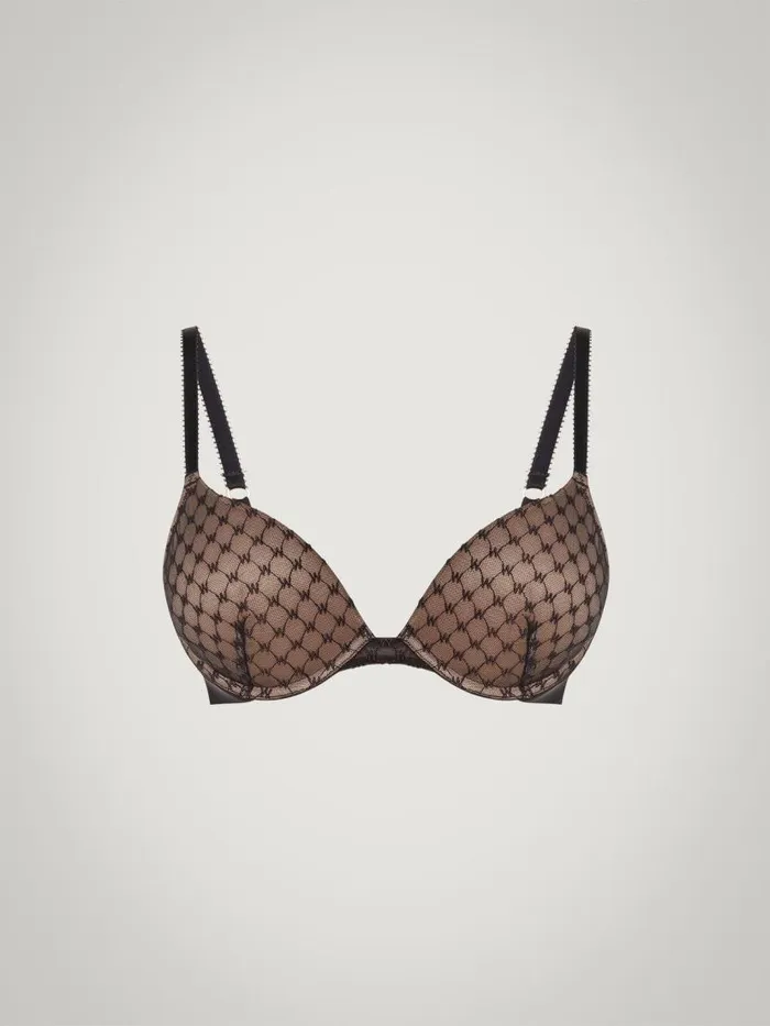 Women Bras Wolford Sheer Logo PushUp Bra Black