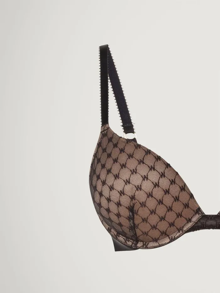 Women Bras Wolford Sheer Logo PushUp Bra Black