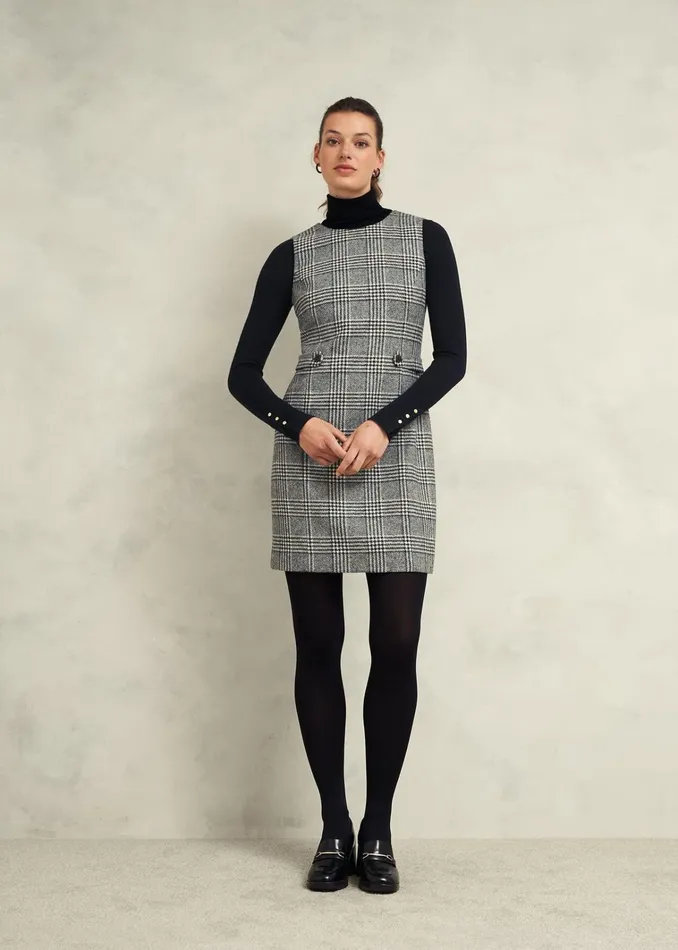 Women Brea Wool Dress Black White Hobbs Dresses and Jumpsuits